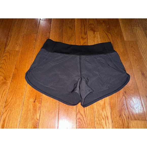 Women's MPG Athletic Shorts Running Workout Black Waistband Striped Gray Size M - Picture 1 of 7